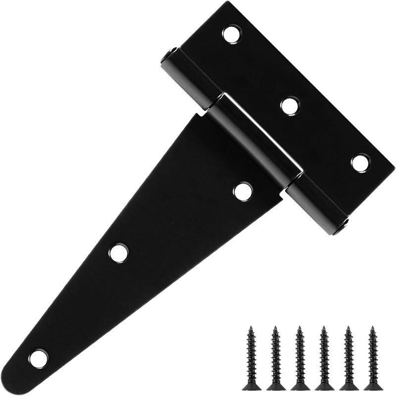 TDCHINGES 6 Inch Shed Door Hinges T-Strap Gate Hinge Heavy Duty 2 Pack Barn Farm Fence Tee Hinges for Doors Outdoor Kitchen Wood Cabinet Interior Exterior Window Bar Shop Matte Blake Door Hinge Hardware Kit - Image 1